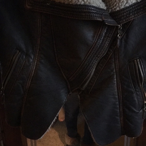 My Tribe leather jacket with shearling style liner - Picture 3 of 7